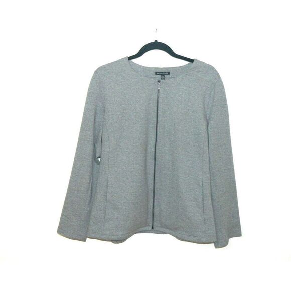 Eileen Fisher Jacket‎ Womens Size Large Gray Round Neck Full Zip Casual Preppy - Picture 8 of 10